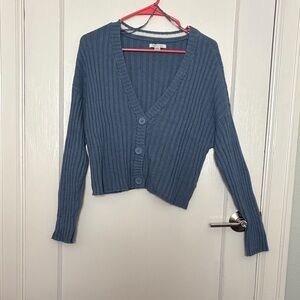 American Eagle Outfitters Blue Ribbed Cardigan